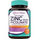 Doctor’s Recipes Zinc Complex 50mg, Zinc Picolinate, Vitamin B Complex, Organic Spinach, Broccoli, Pumpkin Seed, Beet Root Powder, for Women & Men, Immunity, Vegan, 120 Capsules