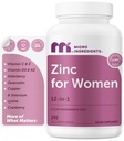 Micro Ingredients Zinc for Women, 240 Vegetarian Capsules | 12-in-1 Chelated Zinc Picolinate with Vitamins C, E, D3K2, Selenium, Copper, Quercetin & Lysine | Filler Free & Gluten Free, Non-GMO