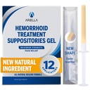 Ariella Hemorrhoid Treatment Suppository Gel: Natural & Herbal - Relieve Itching Burning Discomfort - Internal Relief - New Rounded Applicator - Nighttime Use (Pack of 12)