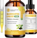 (2 Συσκευασία) Quercetin Υγρές σταγόνες - Quercetin Συμπληρώματα 700mg - 4X Ισχυρότερη Than χάπια & κάψουλες - 5 σε 1 Quercetin με Bromelain Elderberry Βιταμίνη για την Ανοσία Αναπνευστική ευεξία - 2 Fl Oz * 2
