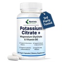 Potassium Citrate Supplement with Magnesium Glycinate & Vitamin B6 for Leg Cramps Relief – Electrolyte Balance, Muscle & Nerve Support, Hydration Formula – 90 Vegan Capsules for Men & Women