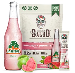 Salud x Jarritos 2-in-1 Hydration Packets + Immunity Electrolytes Powder, Guava - Agua Fresca Drink Mix, Elderberry, Dairy & Soy Free, Non-GMO, Gluten Free, Vegan, 1g Sugar (15 Servings)