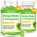 2 Pack Ginkgo Biloba Gummies 240MG with Panax Ginseng for Better Mood and Focus, Booster Brain Health, 120 Vegan Apple Flavor Gummies