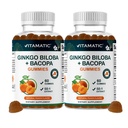 Vitamatic Ginkgo Biloba & Bacopa Gummies – Plant-Based Botanical Extract – Natural Peach Flavor – Vegan, Non-GMO, Gluten-Free – Herbal Supplement – 60 Count - 2 Pack (120 Count)