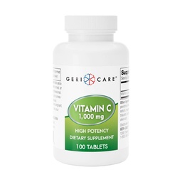 GeriCare Vitamin C 1000 mg – High Potency 100 Tablets – Supports Immune Function, Enhances Skin Care with Collagen Production, Aids in Iron Absorption, and Vascular System Health