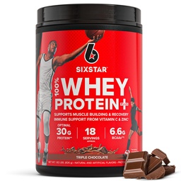 Six Star Whey Protein Powder Plus - Muscle Building & Recovery Formula με Whey Isolate Powder, BCAAs, 30g Protein, Immune Support - Συμπλήρωμα μετά την προπόνηση - Τριπλή σοκολάτα, 1,8 lbs