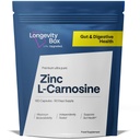 Zinc L-Carnosine Supplement – 75mg x 90 Capsules, Maximum Bioavailable (2 per Serving), Supports Gut Health & Digestive Comfort – 3-Month Supply