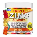 Zinc 50mg Triple Zinc Picolinate Carnosine and Glycinate - Zinc Supplements Gummies 3-in-1 high bioavailable Forms with Monk Fruit - 3 Flavors Lemon, Strawberry, Orange - Vegan Sugar Free 60 Servings