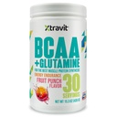BCAA+ Glutamine Powder Supplement - Natural Fruit Punch Flavored Workout Drink for Men & Women - Branched Chain Amino Acids for Energy & Muscle Recovery - No Sugar, 38.8 oz., 30 Servings