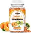 Ωμέγα 3 Gummies, Ωμέγα 3 Fish Oil Συμπληρώματα Εναλλακτική με EPA & DHA, CoQ10, Folate, Βιταμίνη Α, D3, E, Υποστηρίζει τον εγκέφαλο, κοινή, καρδιά, μάτια, και ανοσοποιητικό σύστημα Function-Orange Flavor, 60 Gummies