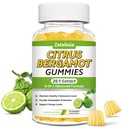 Citrus Bergamot Gummies, Citrus Bergamot Supplement for High Cholesterol, Cholesterol Lowering Supplement for Heart, Immune System & Healthy Aging Support, Sugar Free, Vegan, Lemon Flavor, 60 Count