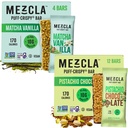 Mezcla Puff Crispy Protein Bars, Gluten Free & Vegan Protein Bars, 10g Protein, Granola & Breakfast Bars, Healthy Snacks for Adults, Matcha Vanilla (12 Pack) and Pistachio Chocolate (12 Pack) Bundle