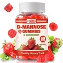D Mannose with Cranberry Gummies, D-Mannose Supplements 1300mg for Women, Support Natural Urinary Tract & Bladder Health, Sugar-Free, 60 Count