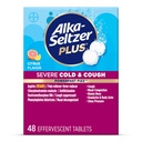 Alka-Seltzer Plus Severe,Cold & Cough Medicine For Adults,PowerFast Fizz Citrus Effervescent Tablets,Fast Relief of Headache,Sore Throat,Nasal & Sinus Congestion,Runny Nose,& Fever,48ct