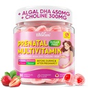 Prenatal Gummies with Methyl Folate 1mg, Iron 27mg, DHA 450mg, Choline 300mg & Magnesium – Methylated Prenatal Vitamins for Women Pregnancy & Postpartum, Fetal Development Support, Sugar Free, 60Cts