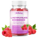 L-Methylfolate (5-MTHF) Gummies 1000mcg, Active Folate Supplement for Men & Women with Methyl B12, Choline, TMG & Omega-3, Sugar Free Vegan Raspberry, 60 Count
