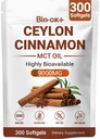Ceylon Cinnamon Softgels with MCT Oil, Herbal Cinnamon Extract Supplements Highly Bioavailable, Non-GMO, Gluten Free, 100 Day Supply, 300 Softgels