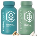 Terra Health Essentials Acid Balance & Digestive Support Bundle - Plant Based Acid Relief Supplement with Slippery Elm, DGL Licorice - Reflux Inhibitor Digestive Support with Pepsin, Betaine HCL