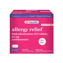 A+Health Allergy Relief Extra Strength, Diphenhydramine HCl 50mg Tablets, 48 Count, Dye-Free, Antihistamine, Relief of Runny Nose Sneezing Watery Eyes