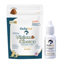 OcluVet Bundle Eye Supplements for Dogs & Cats | Vision Chews with Omega-3 for All Ages | Includes 30 Chicken Liver Flavored Chews & Pet Eye Drops, 16 mL | Antioxidants & 2% NAC for Cataracts