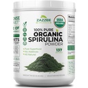 Zazzee USDA Organic Spirulina Powder, 16 Ounces (1 LB), 137 Servings, Certified Kosher, 100% Pure, Non-Irradiated, Mess-Free Wide Mouth Container, Fresh Smell and Neutral Taste, Non-GMO, Made in USA