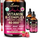 VivoNu 2 Bottle - B Complex Vitamin Liquid Drops, Vitamin B12 (6000 mcg), B6 B1, B2, B3, B5, and Methylfolate Support Energy, Raspberry Flavor, Natural Ingredient, Non GMO