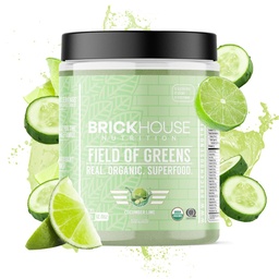 BRICKHOUSE NUTRITION Field of Greens Super Greens Powder | Doctor-Formulated Superfood Powder, Fruits & Veggies Supplement - Cucumber Lime (Single Pack)
