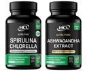 Spirulina Chlorella 3000mg + Ashwagandha 2000mg with Lemon Balm & Black Pepper – Natural Detox & Stress Support – Vegan Capsules – Made in USA