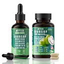 Soursop Bitters Bundle Liquid & Capsule, Sea Moss, Moringa, Turmeric, Black Seed Oil, Oregano, Ashwagandha | Herbal Extracts for Overall Health-Enhancing | Vegan, Non-GMO
