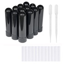 12PCS Essential Oil Aromatherapy Blank Nasal Inhaler Tubes (Includes 12 inhalers+12 unscented Wicks+2 Plastic Droppers)-Black.