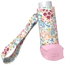 Inhaler Holder Sleeve & Carrying Strap (Ventolin, Vintage Wild Flowers) - for Ventolin & Shorter Style, Adults & Kids Inhaler Case with Keychain and Wrist Strap – Handmade, Leather