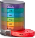 MEDca Weekly Pill Organizer, 1 Dispenser, 7 Stackable Multi-Color Compartments Four Times-a-Day - πρωί, μεσημέρι, βράδυ, και ώρα κρεβατιού, μαύρο