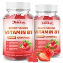 Vitamin B1 Gummies 500mg with Benfotiamine – Thiamine Supplement for Women & Men Supports Healthy Energy Metabolism & Immune, Sugar-Free | Vegan | Non-GMO, Natural Strawberry Flavor, 120 Count