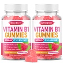 MEENCCD 2 Pack Vitamin B1 Gummies 500mg, Thiamine B1 Supplement Supports Energy Production, B1 Vitamin for Adults & Kids, Sugar-Free, Vegan, Raspberry Flavor, 120 Count