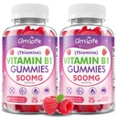 2 Pack Vitamin B1 Gummies 500mg for Adults & Kids – High Potency Thiamine B1 Supplement for Energy & Nervous System Support, Sugar-Free, Raspberry Flavor, 120 Count