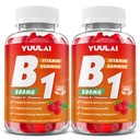 Pack of 2 Vitamin B1 Gummies 500mg for Adults & Kids, Thiamine B1 Supplement with Magnesium, Vitamin B1 Supplement for Nervous System Supports & Boost Energy, Raspberry Flavor, 120 Count