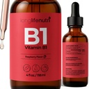LongLifeNutri Vitamin B1 Liquid Drops - Thiamine Mononitrate Supplement for Energy and Nerve Health, Fast Absorption, 4 FL OZ, 5-Month Supply, Lab Tested, Made in USA