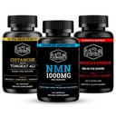 Black Forest NMN 1000mg NAD Support Supplement and Turkesterone 500mg Strength Formula and Cistanche Tongkat Ali Performance Vitality Bundle