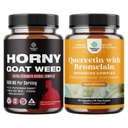 Bundle of Horny Goat Weed for Men with Black Maca Root, Tongkat Ali, Saw Palmetto & Panax Ginseng Extract and Pure Quercetin with Bromelain Supplement for Immune Aid - Potent Quercetin 500mg Capsules