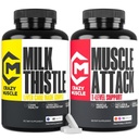 Crazy Muscle Milk Thistle Matrix (80% Extract, 175 mg) + Muscle Attack,Tongkat Ali, Saw Palmetto & Tribulus – Daily Wellness & Fitness Support Bundle, 60 Tablets + 90 Capsules