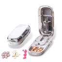 Pill Cutter,Precisely Split Small or Large Pills and Vitamins of Various Shapes with a Safe, Self-Retracting Blade (Light Gray 1/2，1/4)
