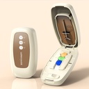 Pill Cutter Splitter for Small and Tiny Pills, Anti-Slip Silicone Pad Holds Pills Steady, Adjustable Pill Cutter for Accurate 1/2 1/3 1/4 Cutting, Sharp Stainless Steel Blade with Safety Guard (White)
