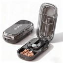 Pill Cutter Splitter for Small and Tiny Pills - 1/2 & 1/4 Adjustable Pill Splitter with Centering Device for Cutting Multiple Pills, Accurate Alignment and Easy to Use (Black)