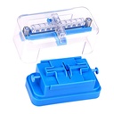 harayaa Adjustable Pill Cutter for 1/4 and 1/2 Doses, Stainless Steel Blade with Guard, Portable Tablet Splitter for Round and Oblong Pills, Blue