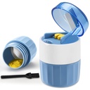 3-in-1 Pill Crusher, Pill Cutter Splitter & Pill Grinder with Stainless Steel Blade, Adjustable Pill Cutter for Small or Large Pills, Easy to Use, Travel-Friendly(Blue)
