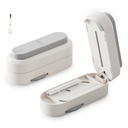 ONTERATE Pill Cutter Splitter for Small & Large Pills, Adjustable Pill Splitter with Safety Guard Hidden Sharp Stainless Steel Blade, Portable Tablets Cutter Cutting Tablets in Half at a Time (Grey)