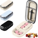 Pill Cutter Splitter for Small and Tiny Pills, Larger Pills, Adjustable 1/2 1/4 Splitter with Improved Sharp Blade, Accurate Centering Alignment Device (White)