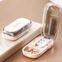 Pill Cutter (Off-White with Brush) Cutter Divider丨Pill Divider丨Pill Divider, Pill Divider for Cutting Pills, cuts Small or Large Pills in Half, Suitable for Travel, Pets