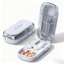 E Chu Pill Cutter - Pill Cutter Splitter for Small and Tiny Pills, Larger Pills - 1/2 1/4 Adjustable Splitter - Improved Sharp Blade & Centering Device (Blue, 1)