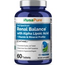 NusaPure Renal Balance with Alpha Liopic Acid Vitamin & Mineral Vegetarians, Non-GMO Per 60 Tablets